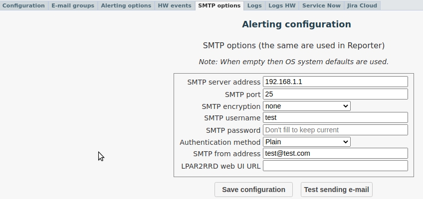 SMTP setup