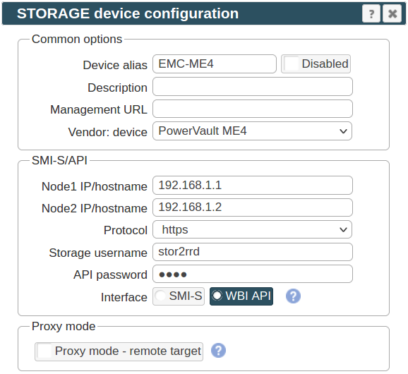Dell EMC ME4 WBI Storage management