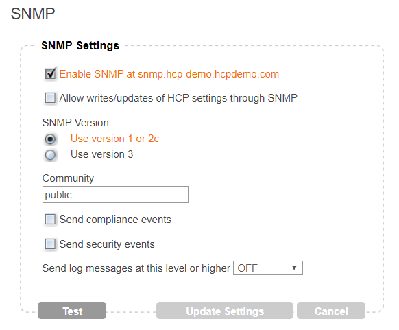 Storage user management SNMP